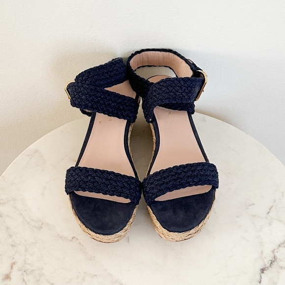 NEW Stuart Weitzman Alex Espadrille Low Wedges Midnight Blue Size 10 - Picture 5 of 11